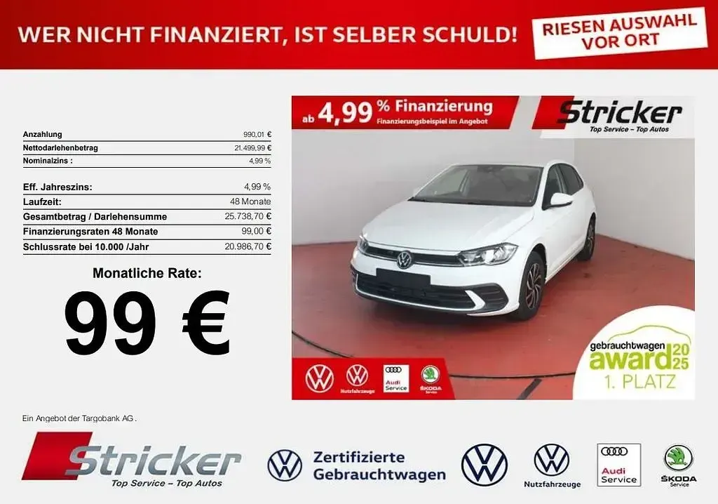 Neu VW Polo Life 95 PS (69 kW) 2026 Pure white uni Kleinwagen