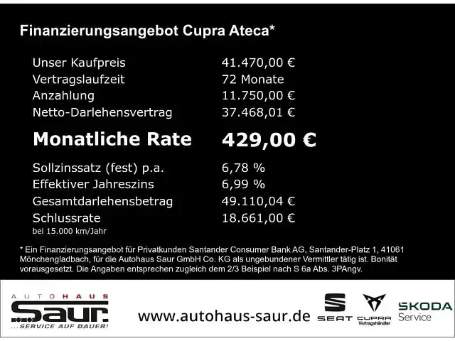 Gebraucht Cupra Ateca VZ 300 PS (220 kW) 2024 Schwarz SUV