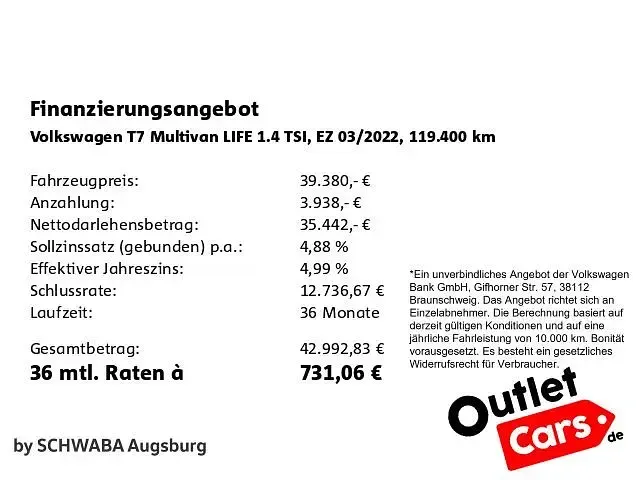 Gebraucht VW Multivan Life 218 PS (160 kW) 2022 Candyweiß Van / Kleinbus