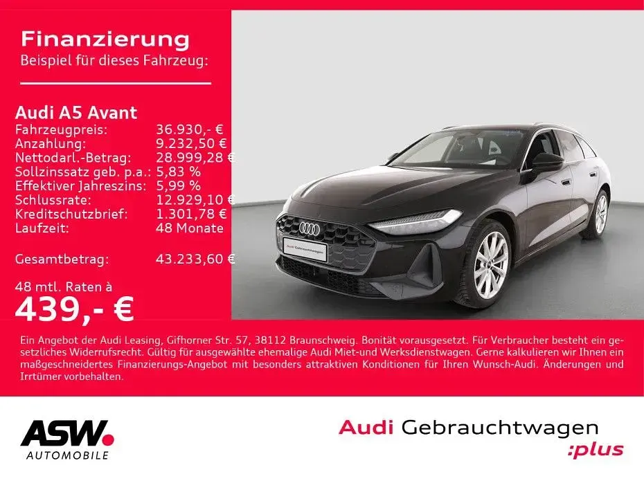 Gebraucht Audi A5 Basis 150 PS (110 kW) 2025 Mythosschwarz metallic Kombi