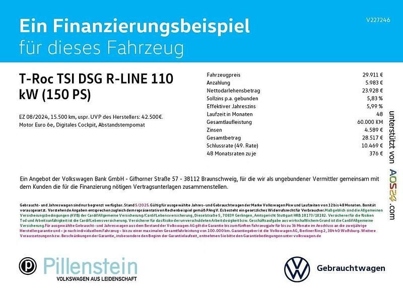 Gebraucht VW T-Roc R-line 150 PS (110 kW) 2024 Grau SUV