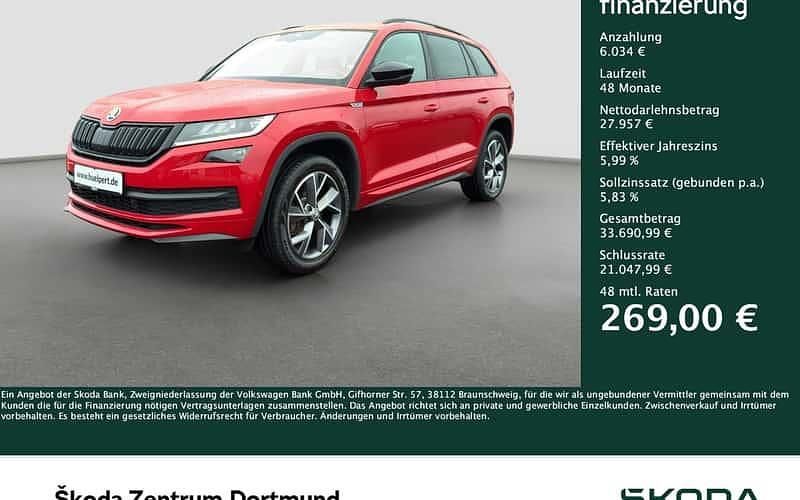 Rot Gebraucht 2021 Skoda Kodiaq SportLine SUV | 33.991 € (Fairer Preis) - Bild 1/4