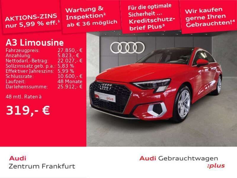 Tangorot metallic Gebraucht 2021 Audi A3 Ambiente Limousine | 27.850 € (Etwas zu teuer) - Bild 1/2