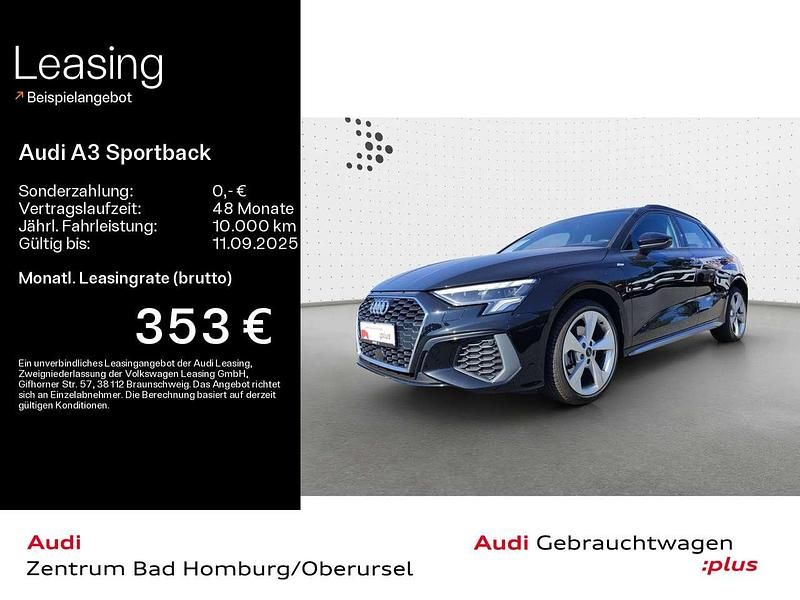 Mythosschwarz metallic Gebraucht 2024 Audi A3 e-tron S-Line Kleinwagen | 35.940 € (Teuer) - Bild 1/4