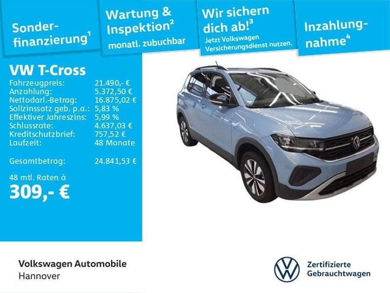 Clear blue metallic Gebraucht 2025 VW T-Cross Goal SUV | 21.490 € (Superpreis) - Bild 1/3
