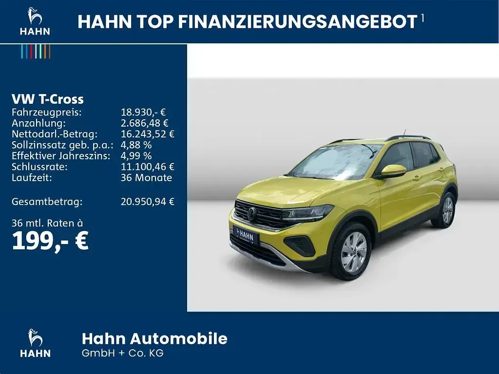 Gebraucht VW T-Cross Life 95 PS (69 kW) 2024 Gelb SUV