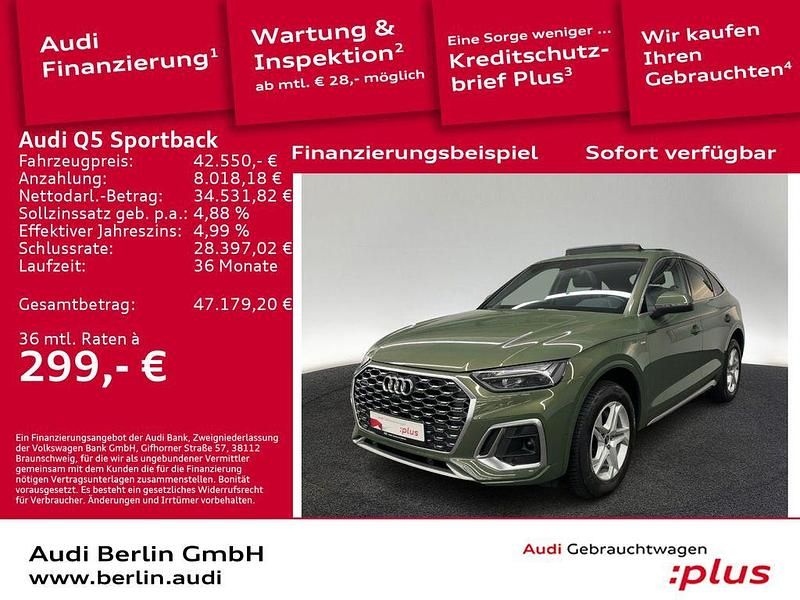 Distriktgrün metallic Gebraucht 2022 Audi Q5 Sportback S-Line SUV | 42.550 € (Guter Preis) - Bild 1/3