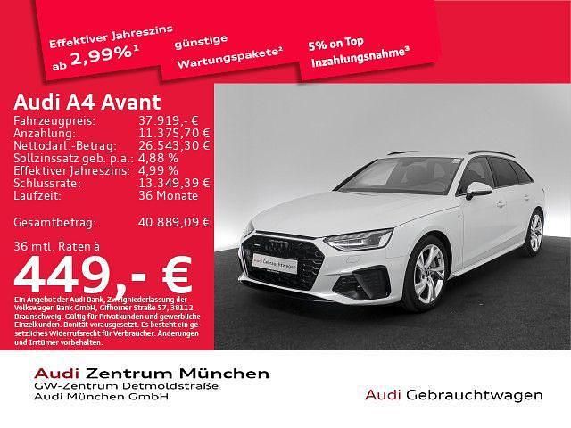 Gletscherweiß metallic Gebraucht 2024 Audi A4 S-Line Kombi | 37.919 € (Fairer Preis) - Bild 1/1