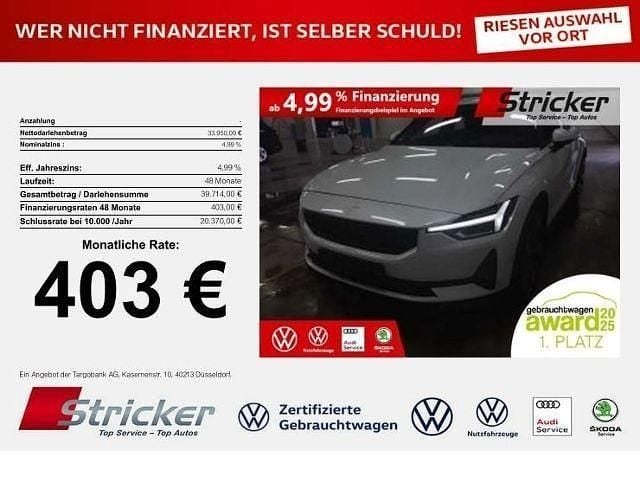 Snow (metallic) Gebraucht 2024 Polestar 2 Pilot-lite Limousine | 33.949 € (Superpreis) - Bild 1/4