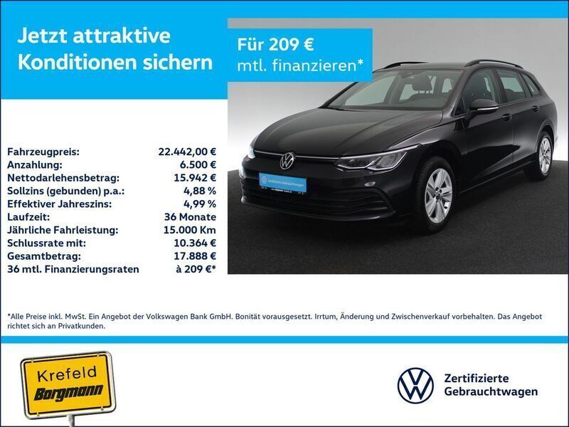 Schwarz / deep black Gebraucht 2022 VW Golf VIII Life Kombi | 22.442 € (Guter Preis) - Bild 1/4