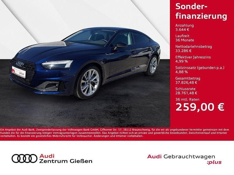 Navarrablau metallic Gebraucht 2024 Audi A5 Sportback Advanced Plus Kleinwagen | 36.930 € (Superpreis) - Bild 1/4