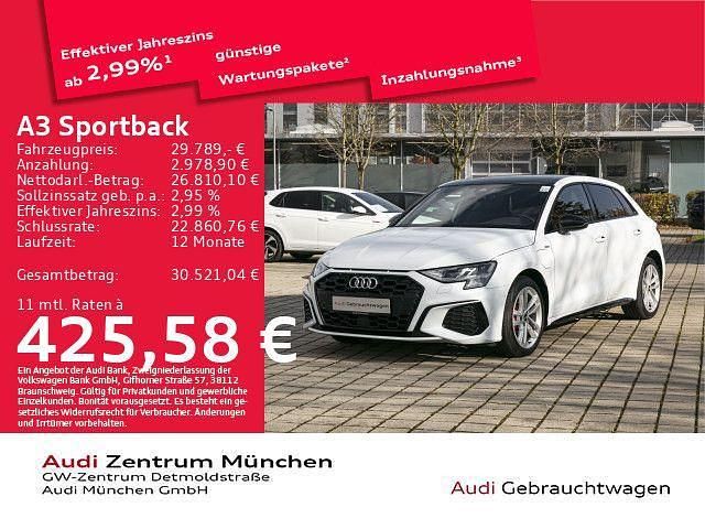 Weiß Gebraucht 2022 Audi A3 Sportback e-tron S-Line Kleinwagen | 29.789 € (Fairer Preis) - Bild 1/2