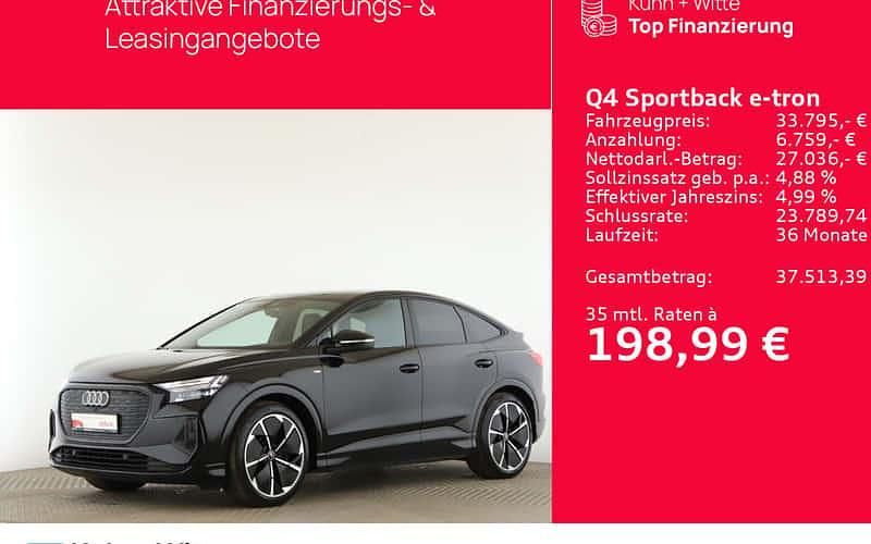 Mythosschwarz metallic Gebraucht 2022 Audi Q4 Sportback e-tron Ambiente SUV | 33.795 € (Fairer Preis) - Bild 1/4