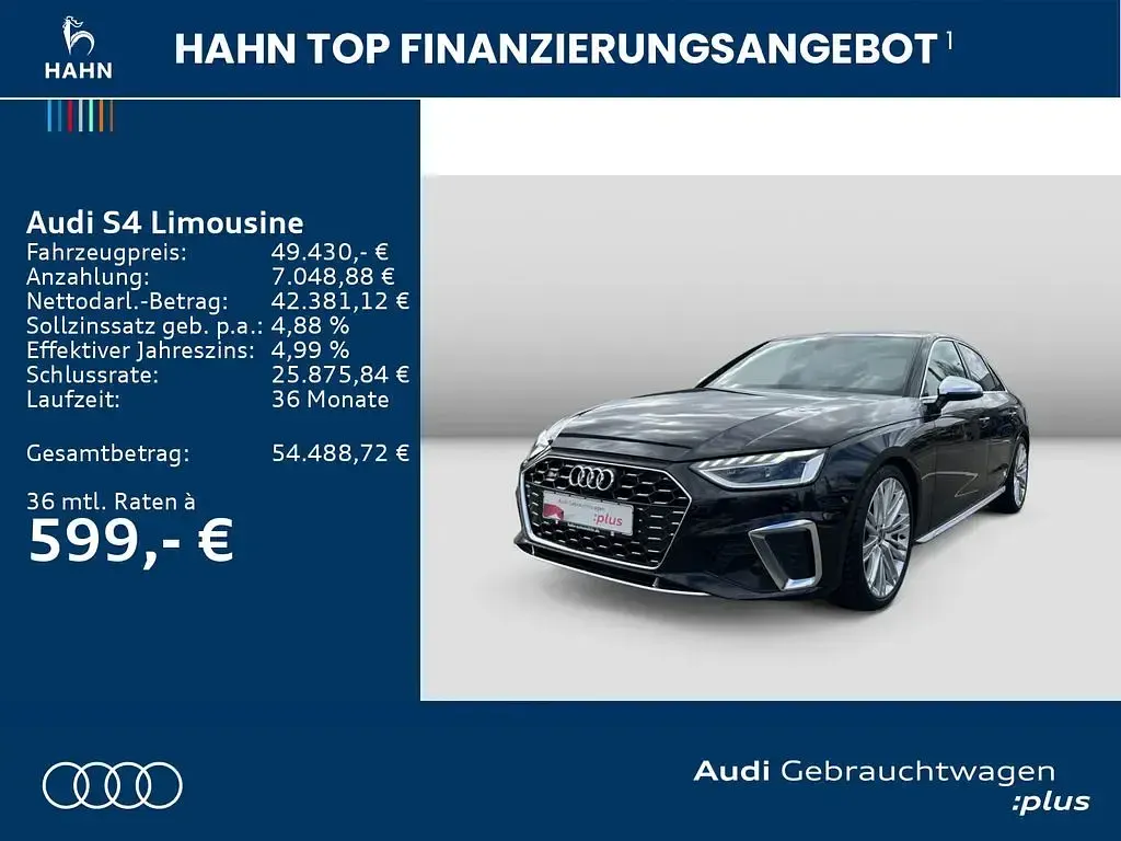 Używany Audi S4 Design 341 KM (250 kW) 2023 Czarny Sedan/Limuzyna
