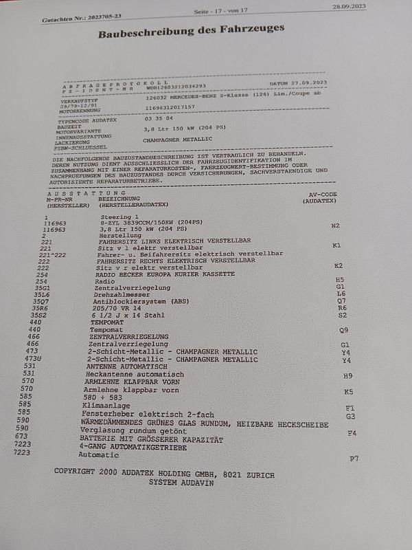 Gebraucht Mercedes 380 204 PS (150 kW) 1982 Gold Limousine