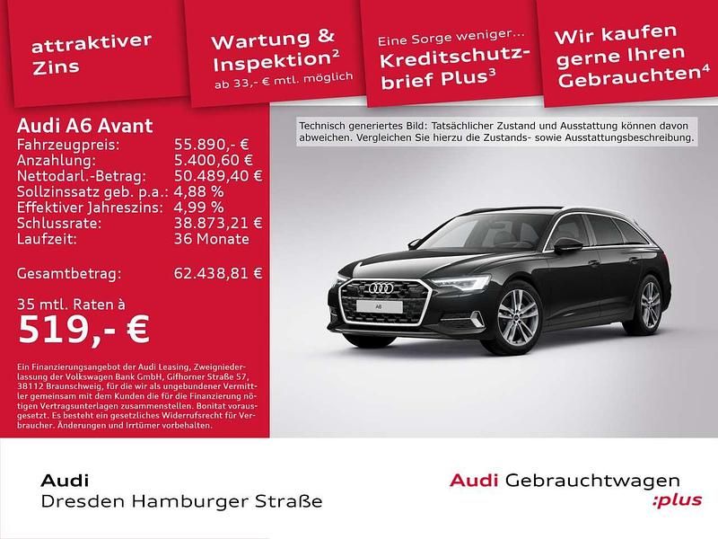 Mythosschwarz metallic Gebraucht 2025 Audi A6 Advanced Plus Kombi | 55.890 € (Guter Preis) - Bild 1/3