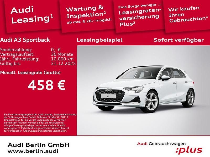 Gletscherweiß metallic Gebraucht 2025 Audi A3 Advanced Plus Kombi | 36.500 € - Bild 1/3