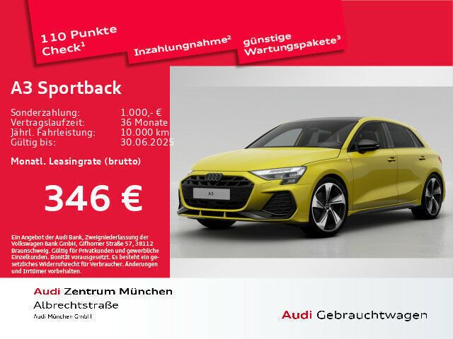 Gelb Gebraucht 2024 Audi A3 Sportback S-Line Limousine | 39.885 € (Fairer Preis) - Bild 1/2