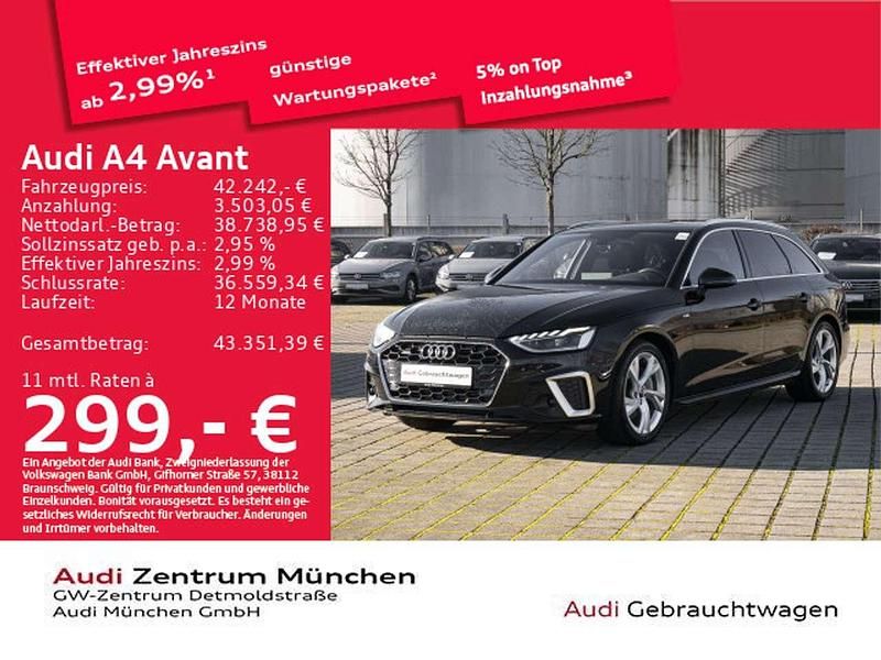 Mythosschwarz metallic Gebraucht 2024 Audi A4 S-Line Kombi | 42.242 € (Teuer) - Bild 1/2