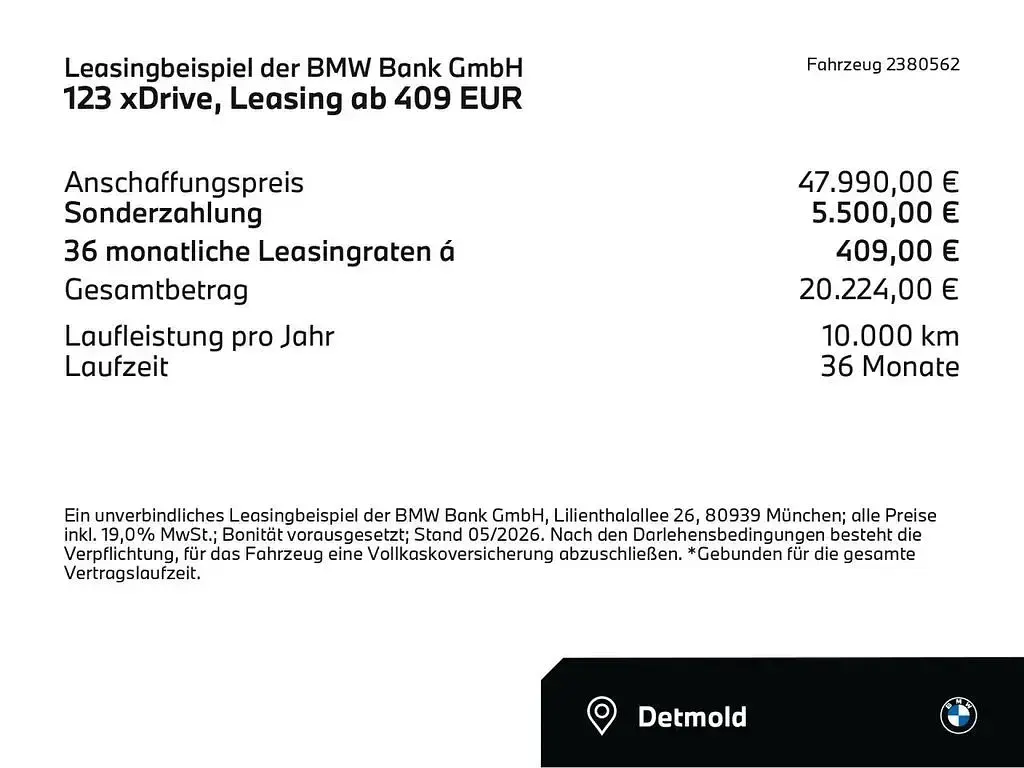 Neu BMW 123 Performance 218 PS (160 kW) 2026 Grau Kleinwagen