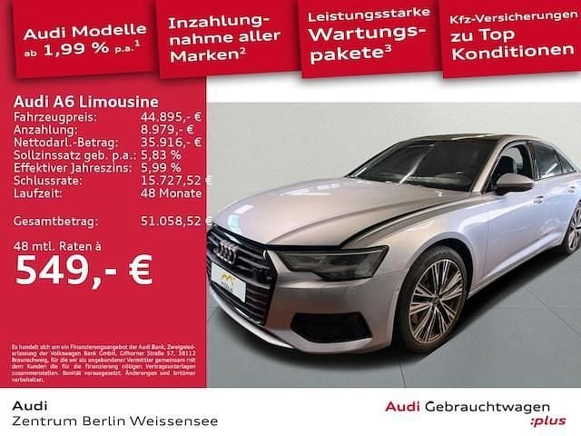 Florettsilber metallic Gebraucht 2022 Audi A6 Advanced Limousine | 44.895 € (Superpreis) - Bild 1/4