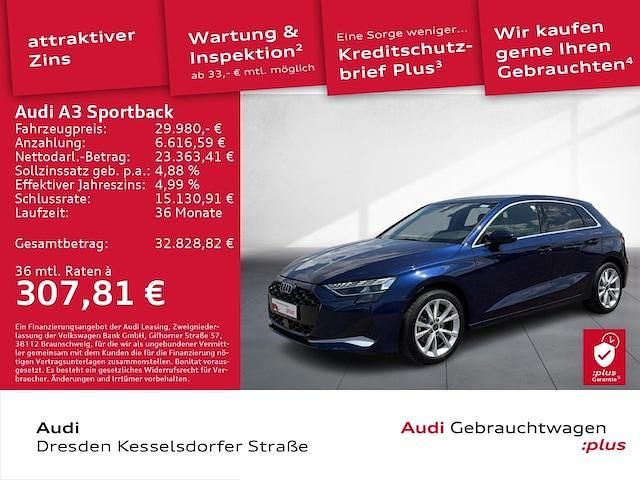 Navarrablau metallic Gebraucht 2024 Audi A3 Advanced Plus Limousine | 29.980 € (Guter Preis) - Bild 1/4