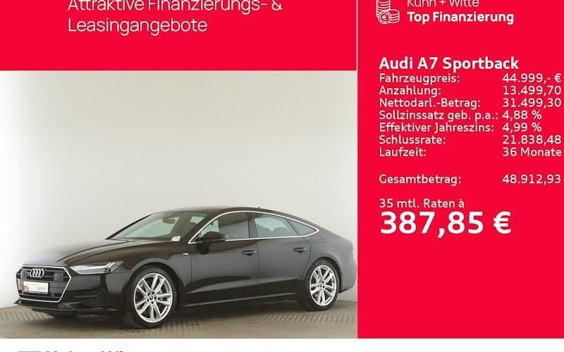 Schwarz Gebraucht 2022 Audi A7 Sportback Ambiente Kleinwagen | 44.569 € (Guter Preis) - Bild 1/4
