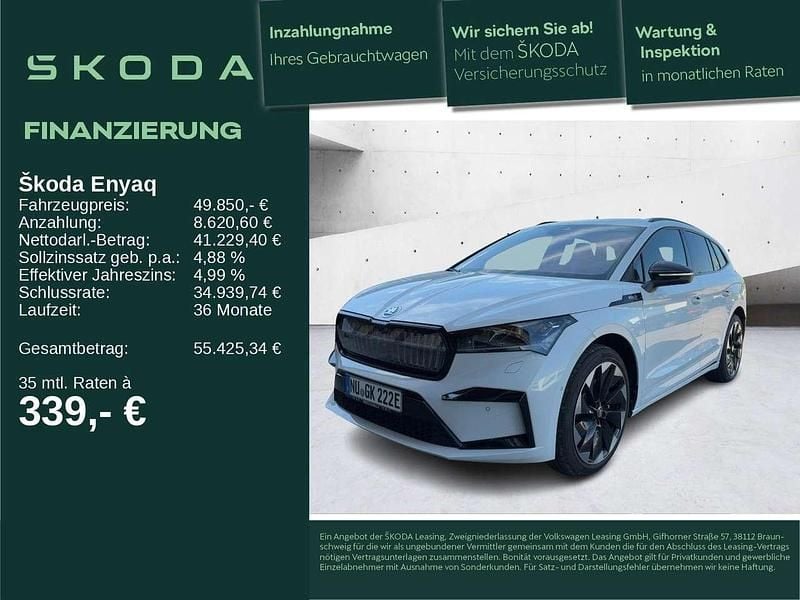 2y moonweiss metallic Gebraucht 2025 Skoda Enyaq iV SportLine SUV | 48.750 € (Guter Preis) - Bild 1/4