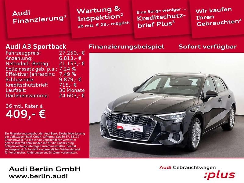 Brillantschwarz Gebraucht 2021 Audi A3 e-tron Advanced Plus Kleinwagen | 27.250 € (Teuer) - Bild 1/4