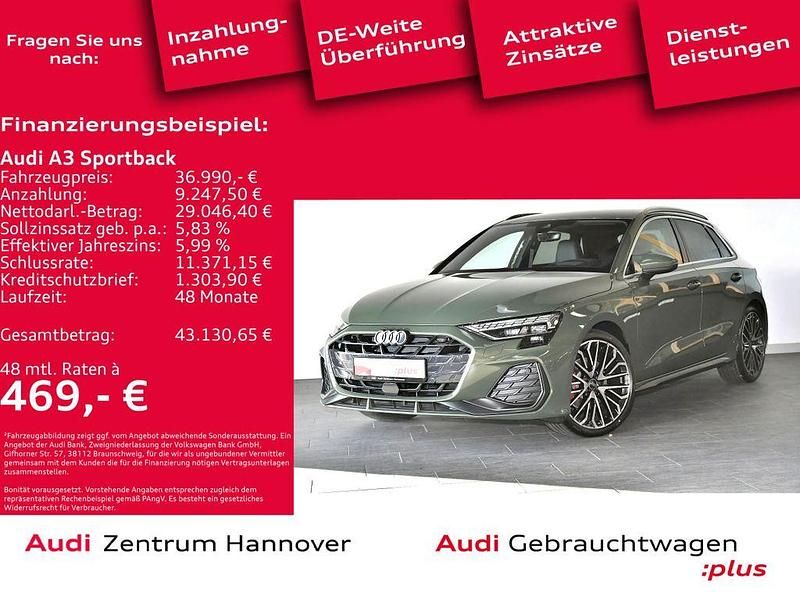 Grau Gebraucht 2024 Audi A3 Sportback S-Line Limousine | 36.990 € (Fairer Preis) - Bild 1/4
