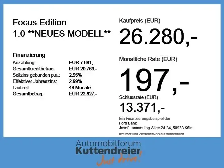Neu Ford Focus Titanium 155 PS (114 kW) 2026 Agate black Limousine