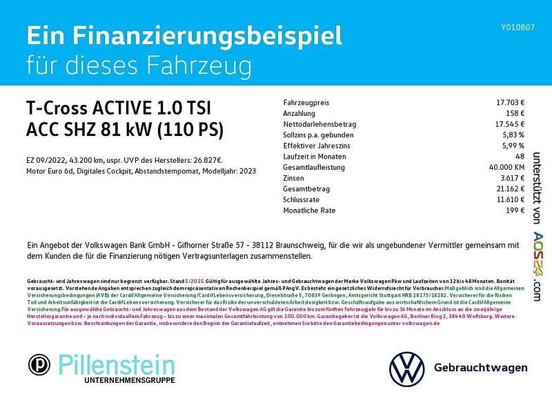 Gebraucht VW T-Cross Active 110 PS (80 kW) 2022 Orange SUV