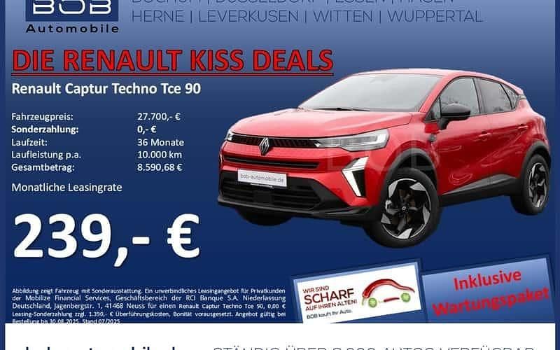 Dezirrot (rot) Neu 2025 Renault Captur Techno SUV | 28.489 € (Teuer) - Bild 1/3