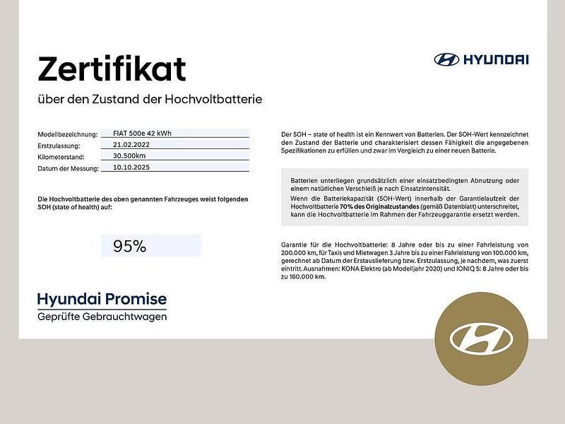 Gebraucht Fiat 500e Icon 86 kW (118 PS) 2022 Colore esterno (arktis weiß) Kleinwagen