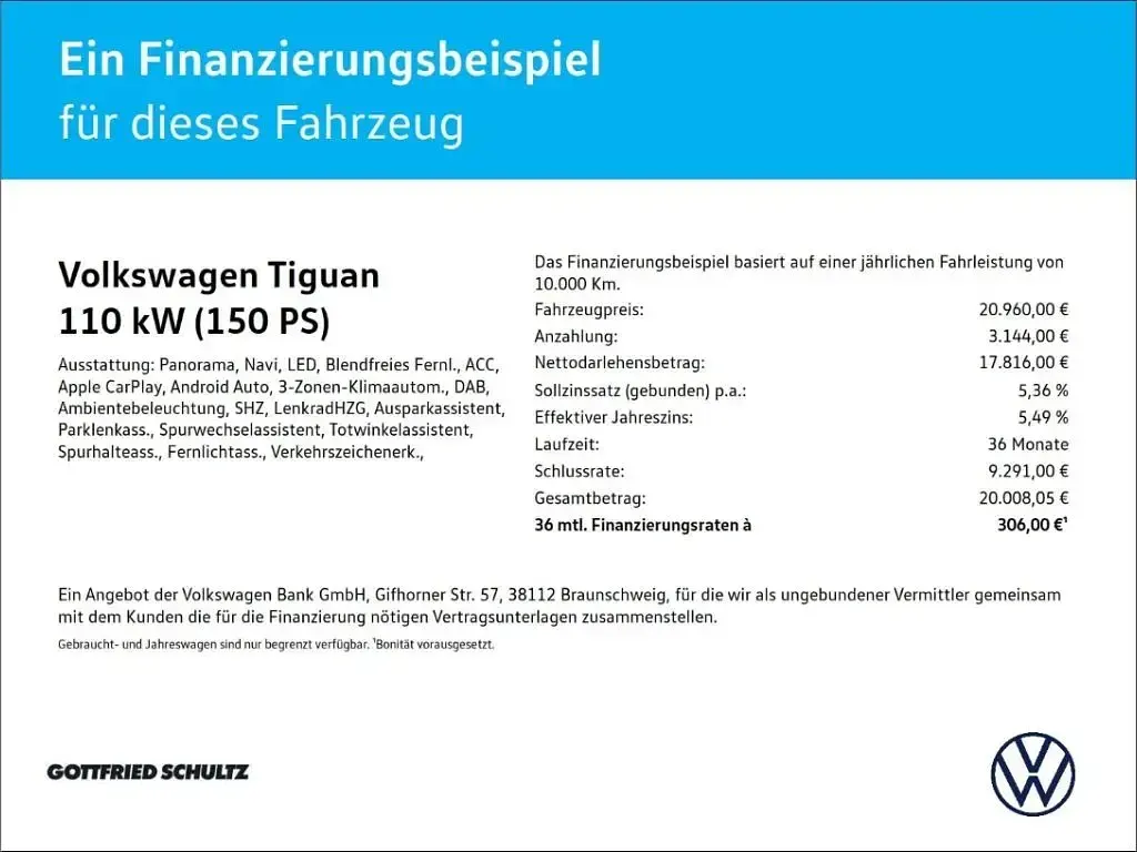 Gebraucht VW Tiguan Active 150 PS (110 kW) 2022 Grau SUV