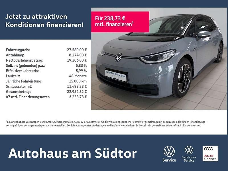 Mondsteingrau/schwarz Gebraucht 2023 VW ID.3 Pro Performance Kleinwagen | 27.580 € (Fairer Preis) - Bild 1/4