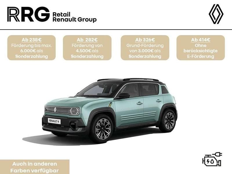 Neu Renault 4 E-Tech Iconic 110 kW (150 PS) 2026 Hautsdefrancegrün, black pe SUV