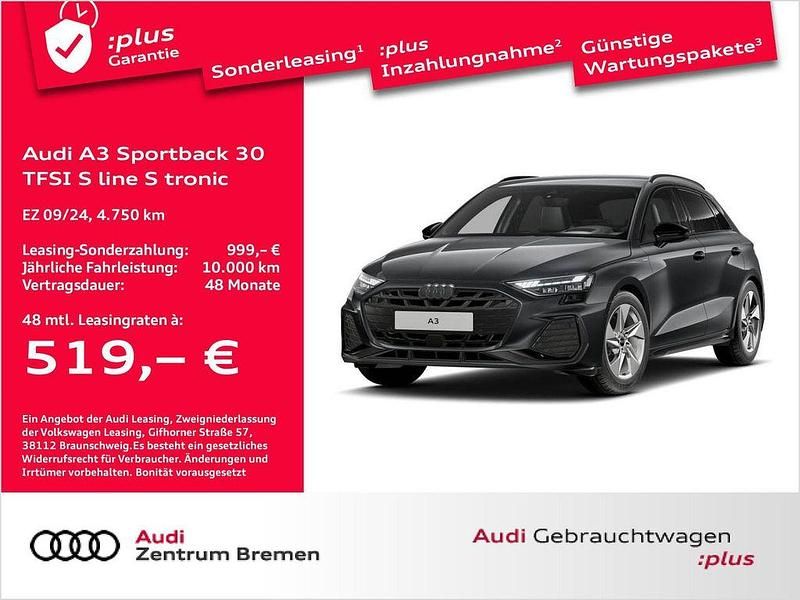 Grau Gebraucht 2024 Audi A3 S-Line Limousine | 36.360 € - Bild 1/4