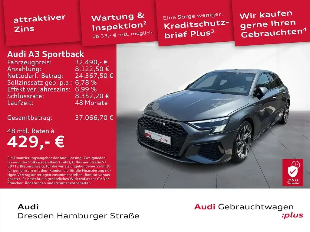 Gebraucht Audi A3 S-Line 190 PS (139 kW) 2023 Daytonagrau perleffekt Limousine