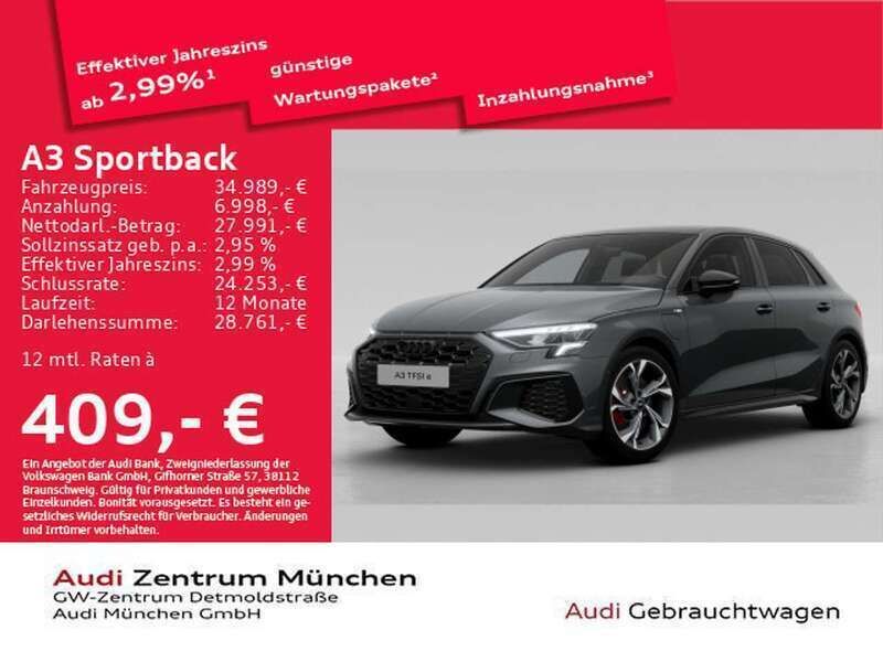Daytonagrau perleffekt Gebraucht 2023 Audi A3 e-tron S-Line Kleinwagen | 34.989 € (Teuer) - Bild 1/2