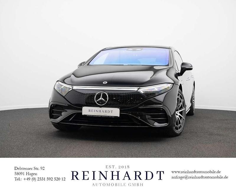 Obsidianschwarz metalliclack Gebraucht 2022 Mercedes EQS450+ AMG line Limousine | 60.910 € (Guter Preis) - Bild 1/3