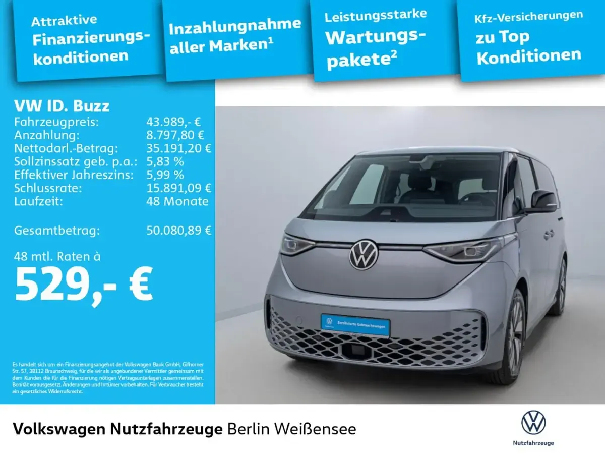 Gebraucht VW ID. Buzz Pro 150 kW (204 PS) 2023 Monosilber metallic Van / Kleinbus