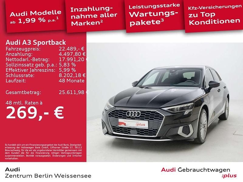Mythosschwarz metallic Gebraucht 2022 Audi A3 e-tron Kleinwagen | 22.489 € (Guter Preis) - Bild 1/4