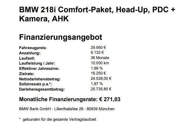 Gebraucht BMW 218 Comfort Edition 136 PS (100 kW) 2024 Skyscraper grau Coupé