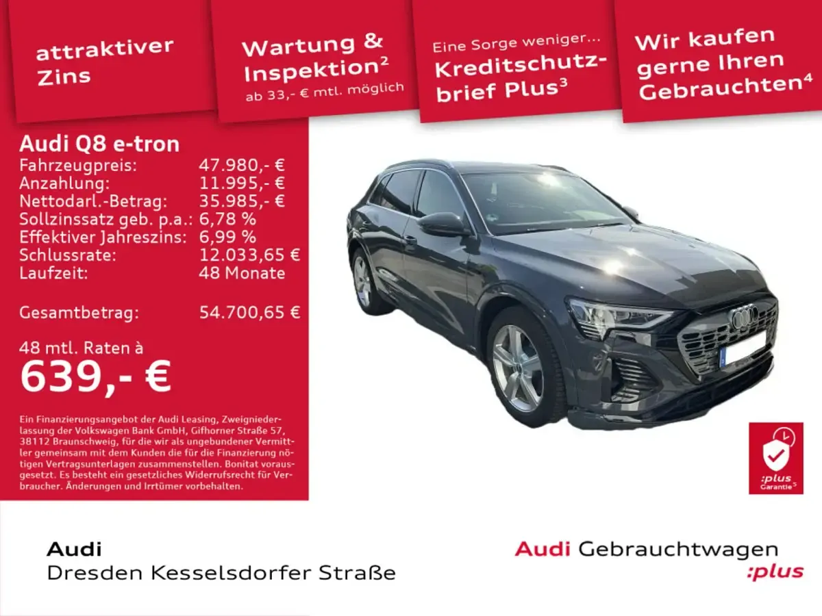 Gebraucht Audi Q8 e-tron S-Line 250 kW (340 PS) 2023 Grau SUV
