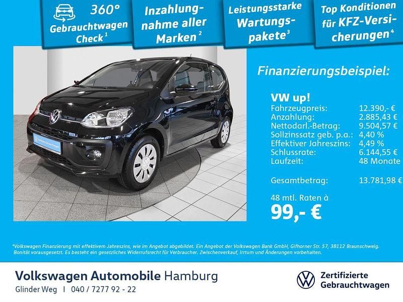 Schwarz Gebraucht 2021 VW up! Kleinwagen | 12.389 € (Etwas zu teuer) - Bild 1/3