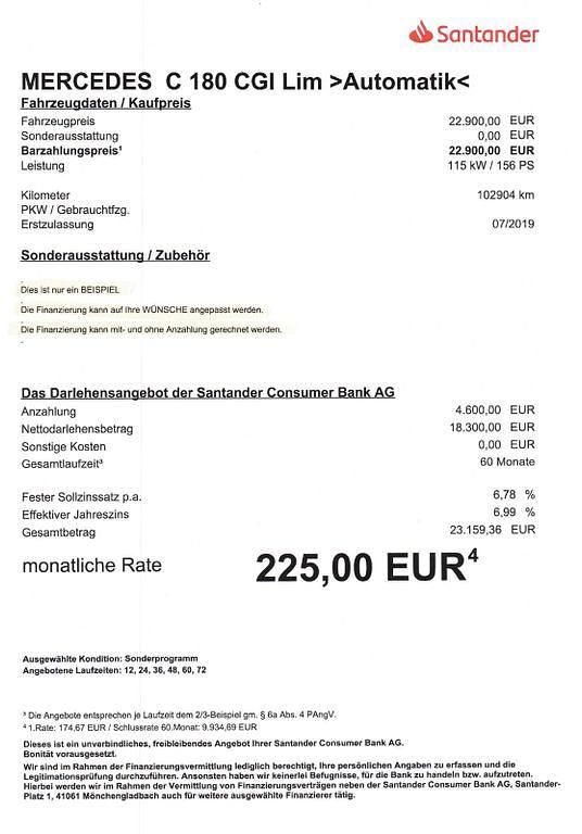 Gebraucht Mercedes C180 156 PS (114 kW) 2019 Schwarz Limousine