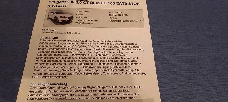 Weiß Gebraucht 2017 Peugeot 508 Limousine | 10.000 € (Superpreis) - Bild 1/4