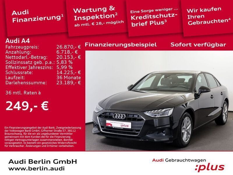 Mythosschwarz metallic Gebraucht 2021 Audi A4 Ambiente Limousine | 26.870 € (Guter Preis) - Bild 1/3