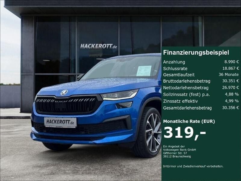 Modra race/race blue Gebraucht 2022 Skoda Kodiaq SportLine SUV | 35.960 € (Fairer Preis) - Bild 1/4